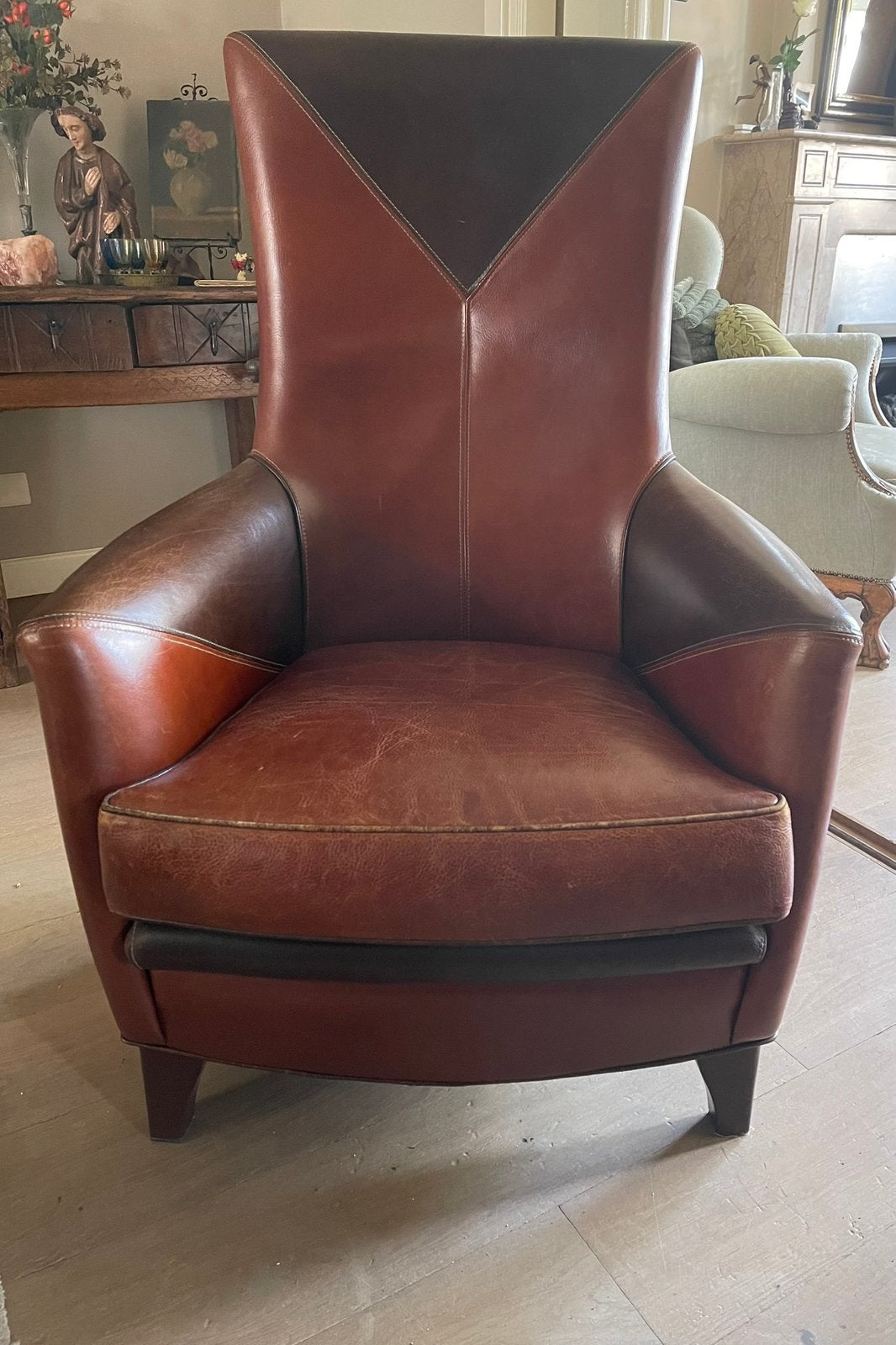 Mol&Geurts leren fauteuil cognac/bruin, Ophalen, Minder dan 75 cm, Leer, Zo goed als nieuw