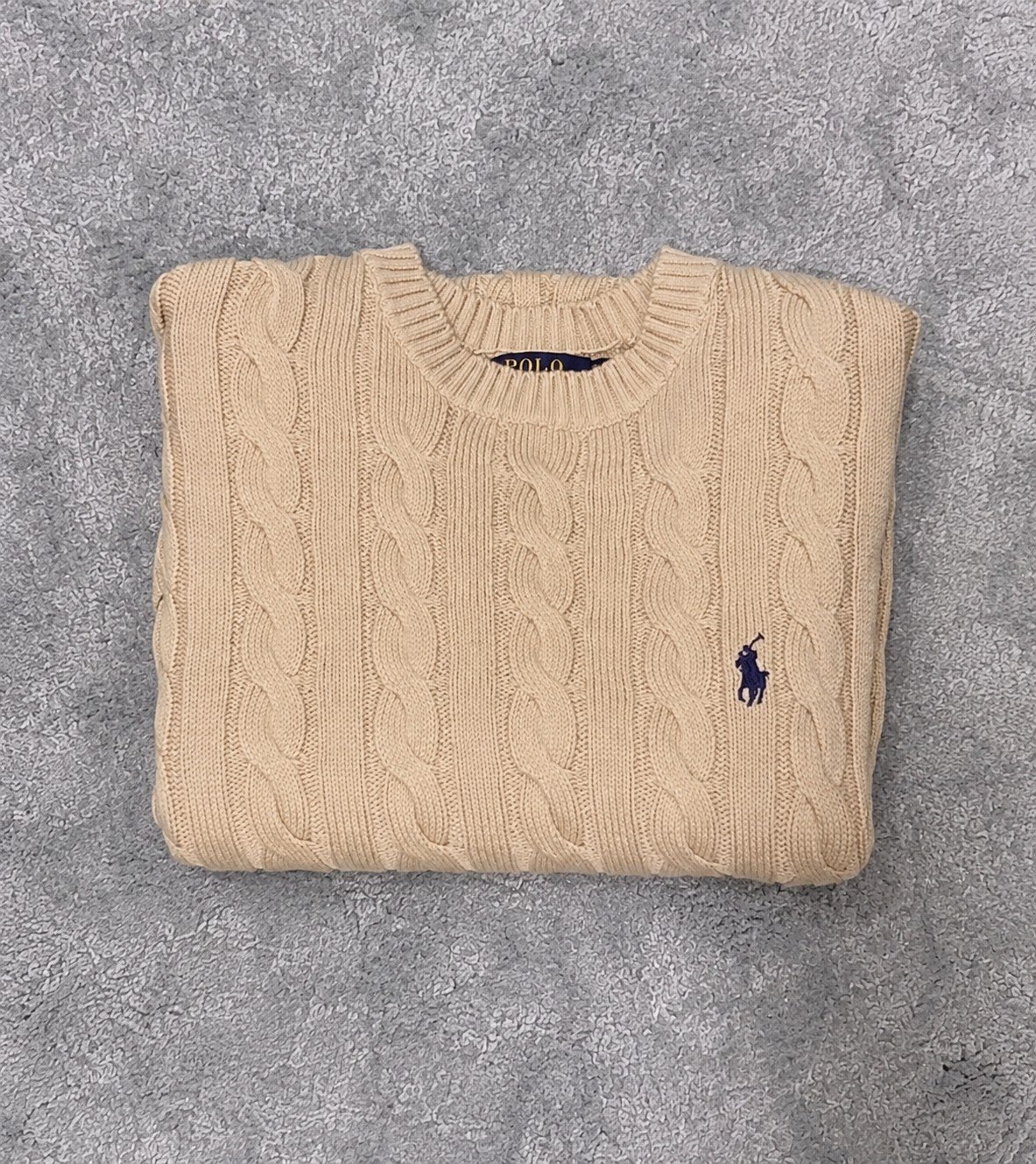 Polo Ralph Lauren kabelgebreide trui maat L, Maat 52/54 (L), Beige, Ophalen of Verzenden, Polo Ralph Lauren