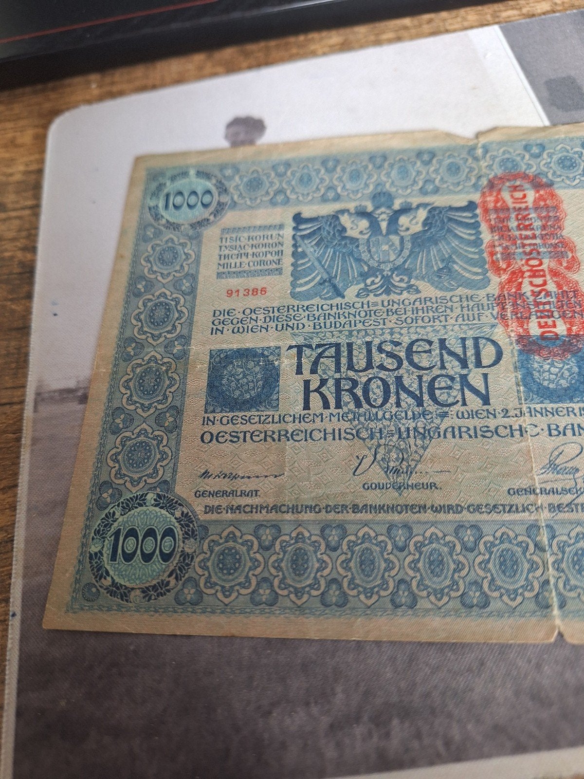 1000 kronen 1902, Postzegels en Munten, Ophalen of Verzenden, Oostenrijk, Los biljet