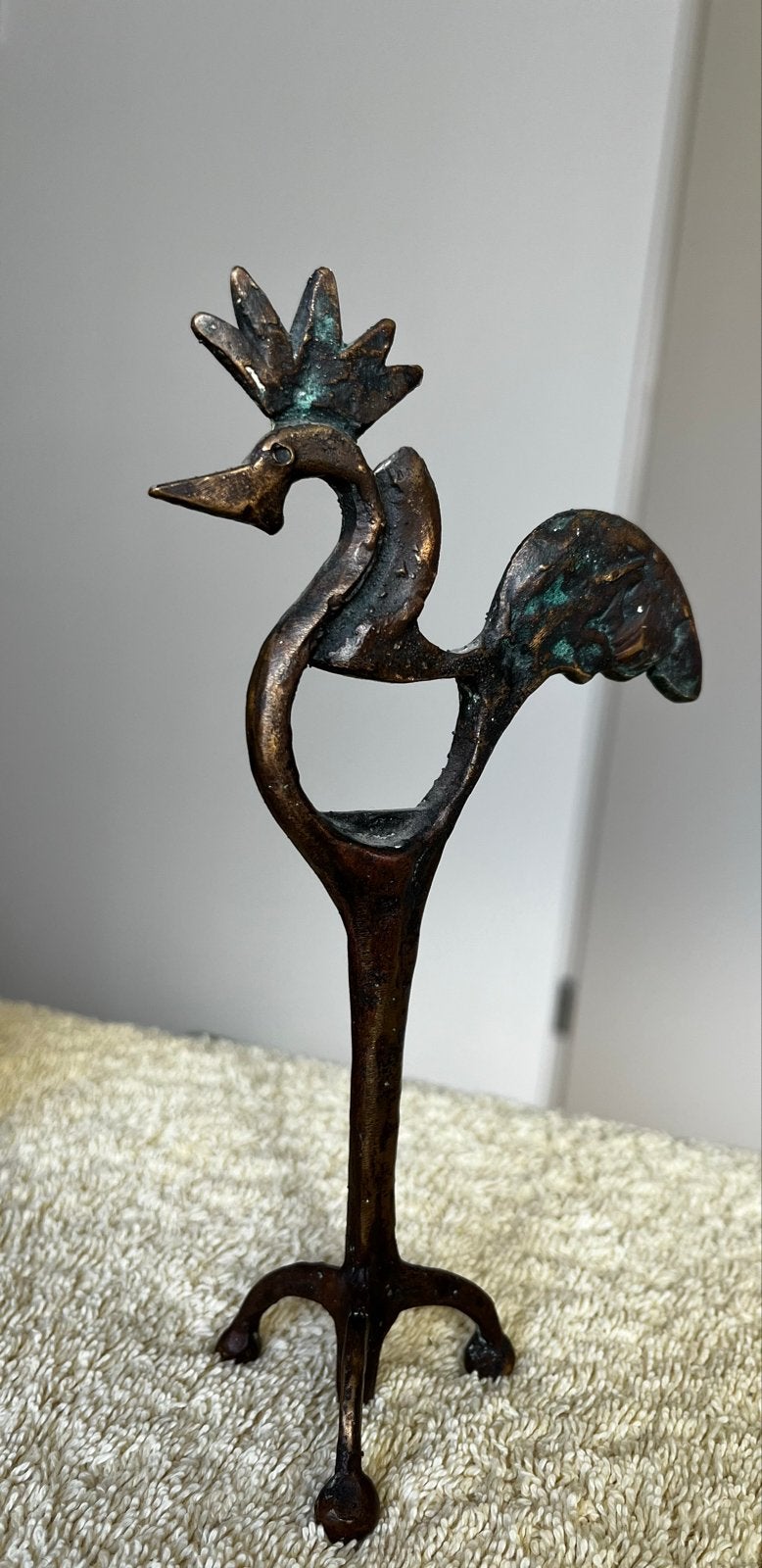 Bronzen haan sculptuur - Uniek en gedetailleerd, Minder dan 20 cm, Ophalen of Verzenden, Beeld, Bruin