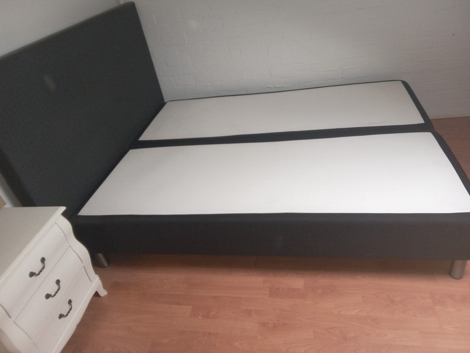 Tweepersoons boxspring met hoofdbord - Zwart, Ophalen, Overige materialen, Blauw, Tweepersoons