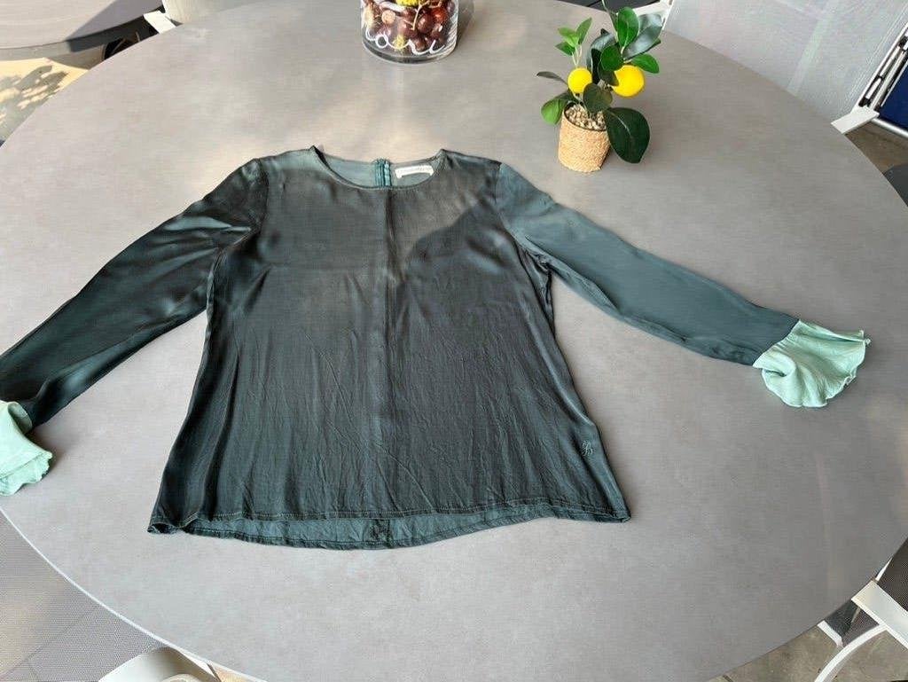 Groene Margit Brandt Copenhagen blouse, maat 36, Verzenden, Margit Brandt, Zo goed als nieuw, Maat 36 (S)
