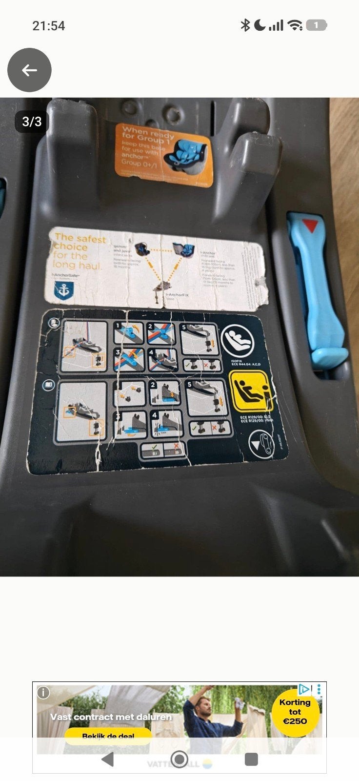 Joie i-AnchorFIX base, Gebruikt, Isofix, 0 t/m 13 kg, Ophalen