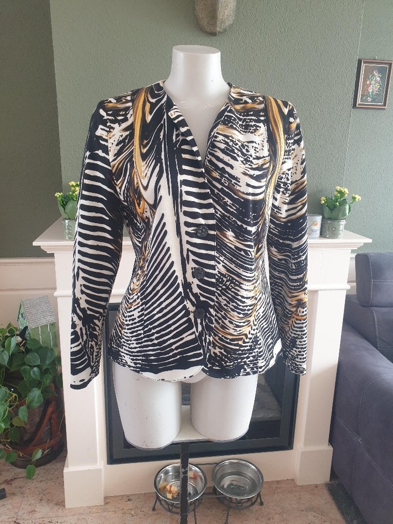 Casa Moda schitterend zwart wit geel jasje M 38 jas colbert, Kleding | Dames, Maat 38/40 (M), Overige kleuren, Verzenden, Casa Moda