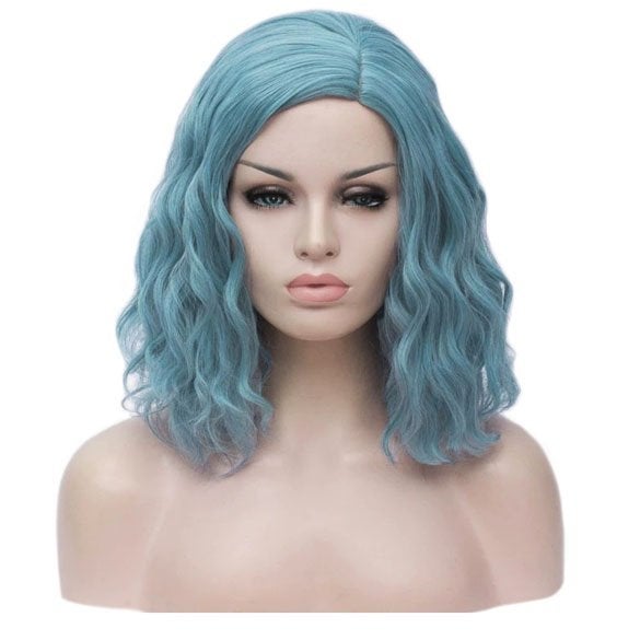 Pruik schouderlang haar met golfjes blauw, Sieraden, Tassen en Uiterlijk, Uiterlijk | Haarverzorging, Verzenden, Nieuw, Pruik of Haarverlenging