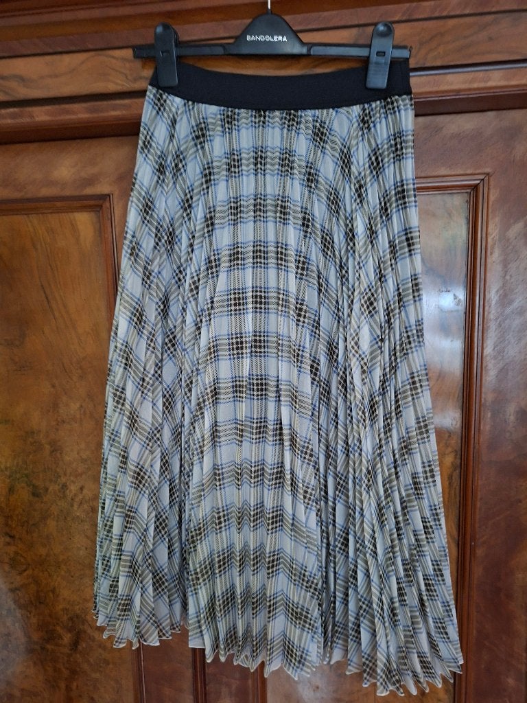 Maje midi rok blauw/bruin/ecru. Maat 2., Blauw, Ophalen of Verzenden, Maat 36 (S), Onder de knie