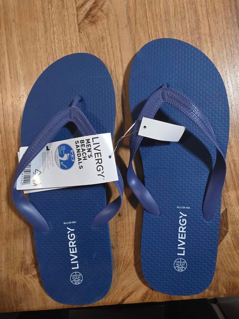 Livergy  Blauwe slippers - Maat 44/45, Sandalen, Blauw, Nieuw, Ophalen of Verzenden