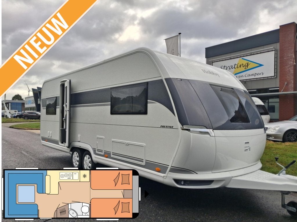 Hobby Prestige 620 CL NIEUW!! Enkele bedden!!, Caravans en Kamperen, Caravans, Bedrijf, tot en met 4, 1500 - 2000 kg, Rondzit