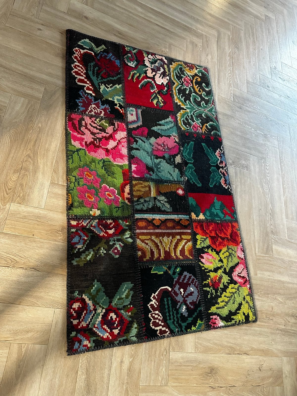 Patchwork Vloerkleed - Kleurrijk (ophalen voor 13 augustus), Ophalen, Gebruikt, 100 tot 150 cm, 50 tot 100 cm