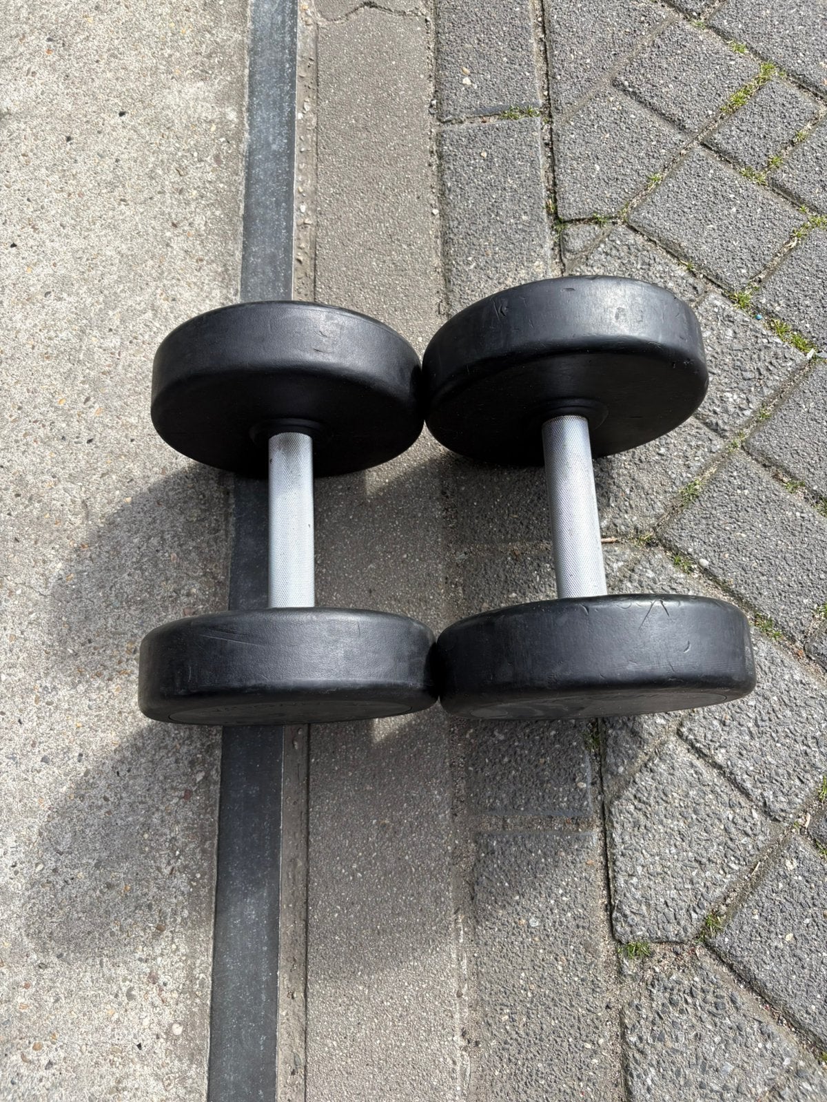 2 x 18 kg pu urethane technogym dumbbells gewichten, Ophalen, Dumbbell, Gebruikt, Technogym