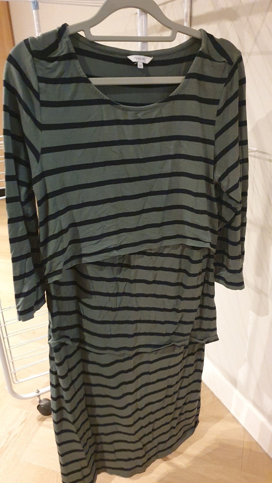 Noppies Zwangerschaps Voedingsjurk - Groen gestreept XXL, Kleding | Dames, Positiekleding, Jurk, Maat 46/48 (XL) of groter, Ophalen of Verzenden