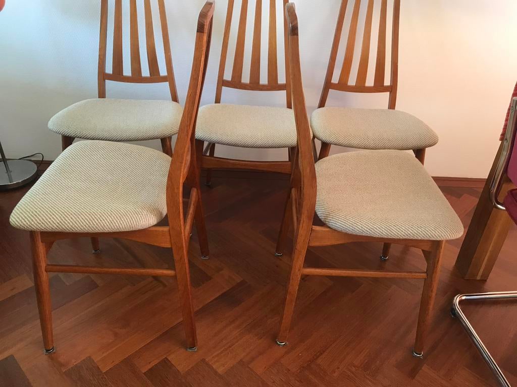Set van 5 Deense design stoelen Vamdrup Stolefabrik Vintage, Huis en Inrichting, Stoelen, Ophalen, Bruin, Zo goed als nieuw, Vitage Danish Design