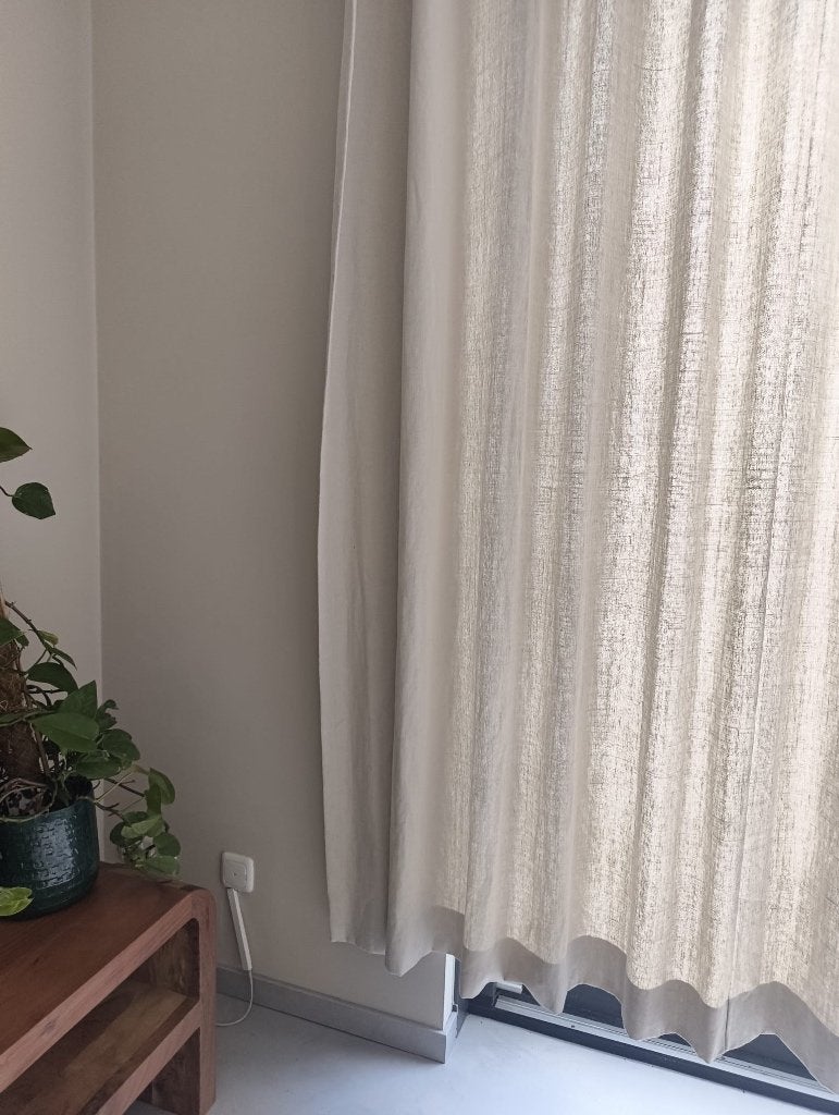 Gordijnen Linnen, Overige materialen, 242 cm, Plooiafwerking, Crème