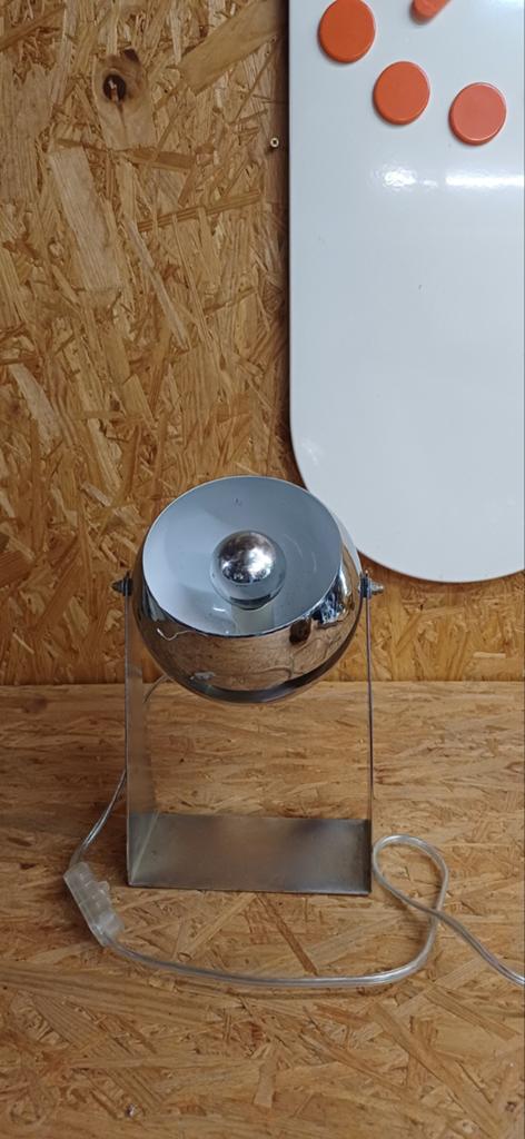 Vintage space age bollamp chrome, Huis en Inrichting, Lampen | Tafellampen, Ophalen of Verzenden, Metaal, Minder dan 50 cm