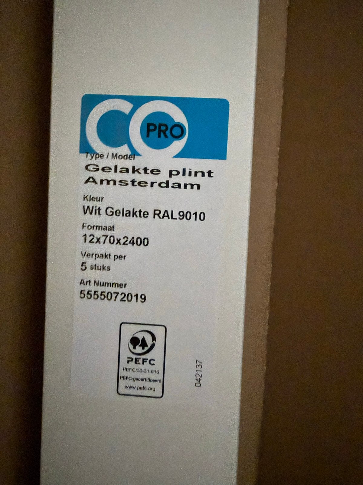 Wit gelakte plinten Amsterdam RAL9010 - 20 stuks (48 meter), Ophalen, Nieuw, Mdf, 200 tot 250 cm