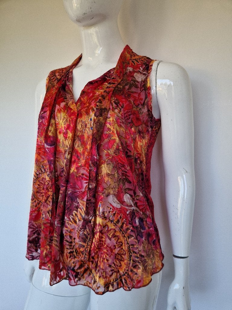 Beate Heymann Streetcouture Firewall top. Maat 42. Print, Nijmegen, Nieuw, Info@verhip-vintage.nl, Zonder mouw
