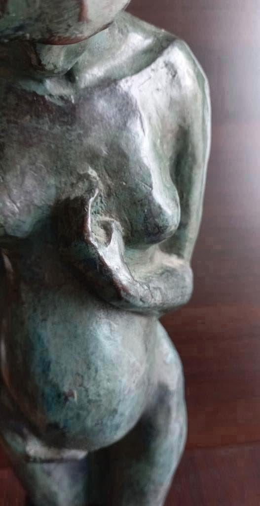 Brons beeld naakte zwangere vrouw zonder gezicht,Bronzen art, Ophalen of Verzenden, Brons