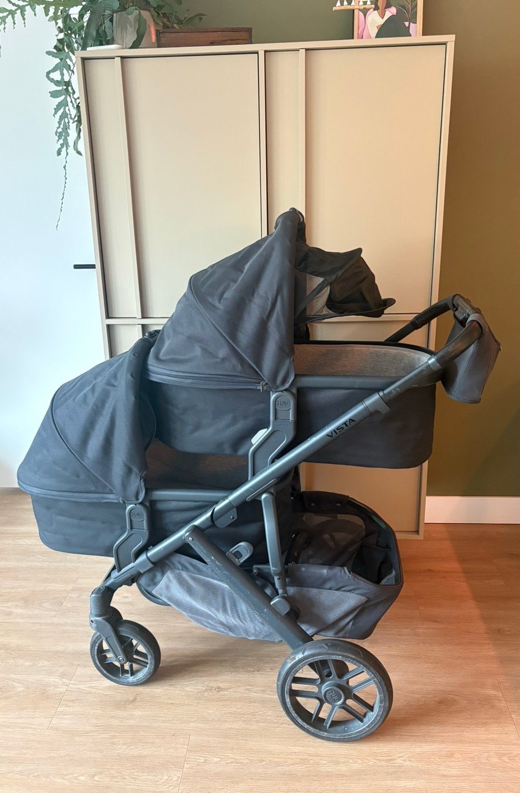 Mooie zwarte Uppa Vista Duo tweelingwagen, Gebruikt, Duowagen, Combiwagen, Ophalen