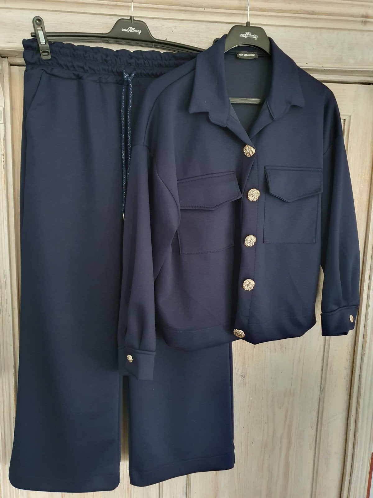 Nieuw Donkerblauw damespak mt 40-42 Zara, Maat 38/40 (M), Kostuum of Pak, Blauw, Zara