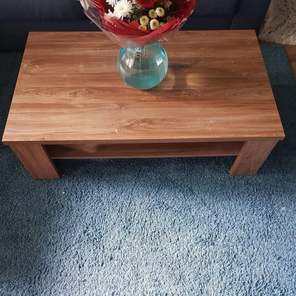 Salontafel hout met opbergruimte, Ophalen, 100 tot 150 cm, 50 tot 100 cm, Zo goed als nieuw