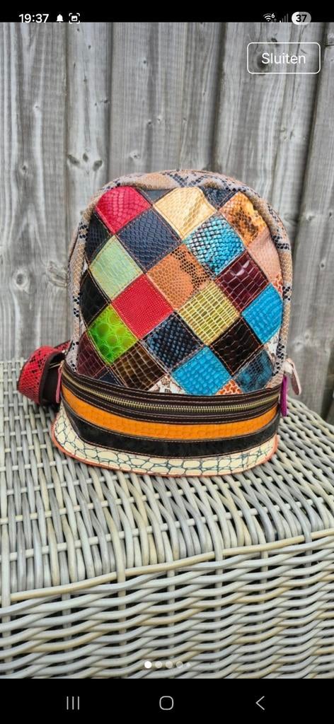 NIEUW: Bellosta Morlans Leren Patchwork Rugzak - Ibiza Stijl, Overige merken, 25 tot 40 cm, Nieuw, Ophalen of Verzenden
