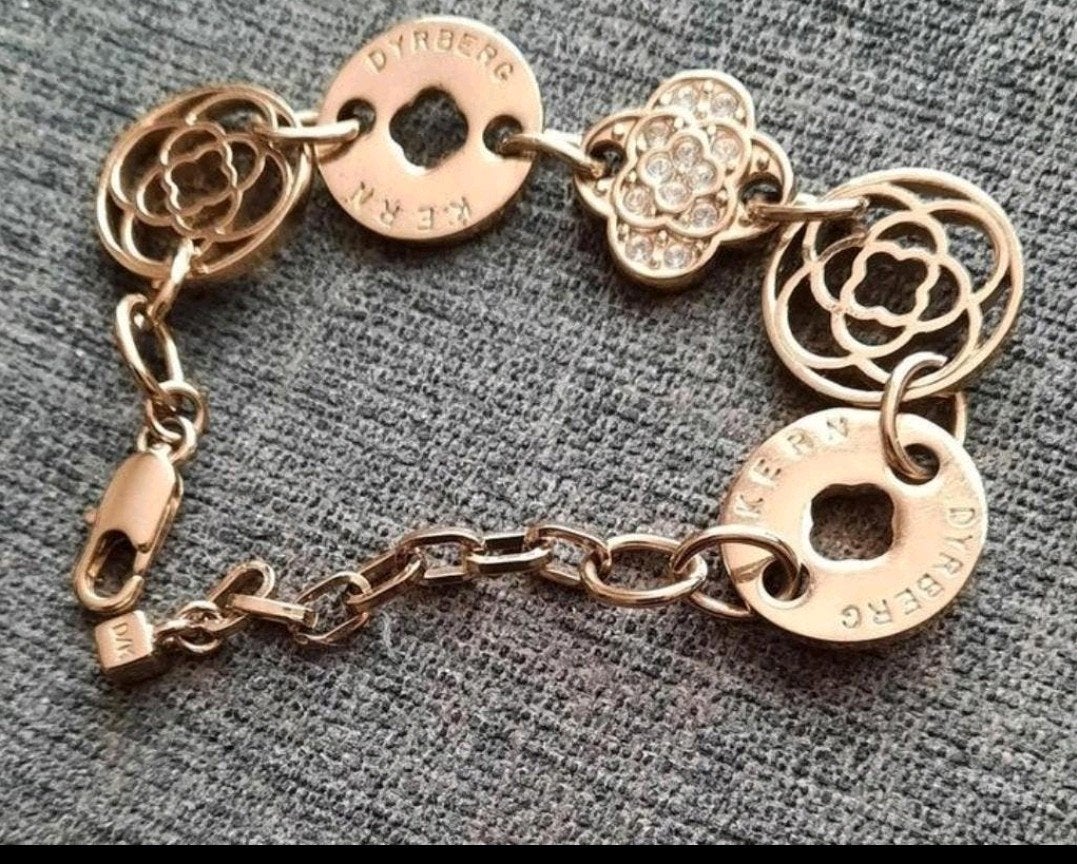 Dyrberg Kern goudkleurige stalen armband met strass, Staal, Verzenden, Nieuw, Goud