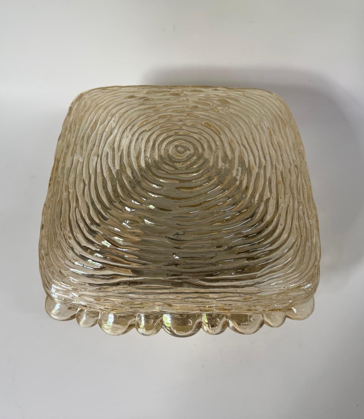 Mid century plafonnière Helena Tynell Glashütte amber goud, Helena Tynell, 24 cm, Zo goed als nieuw, Plafondlamp