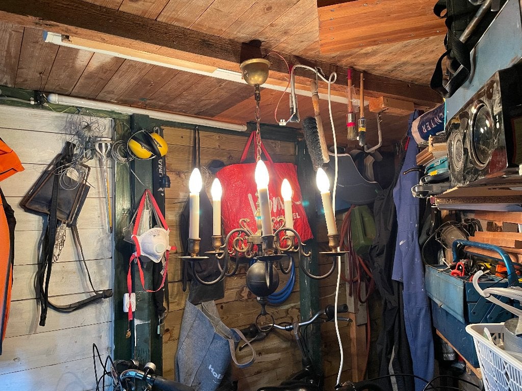 Hanglamp 5 armen Koper, Ophalen, Brons