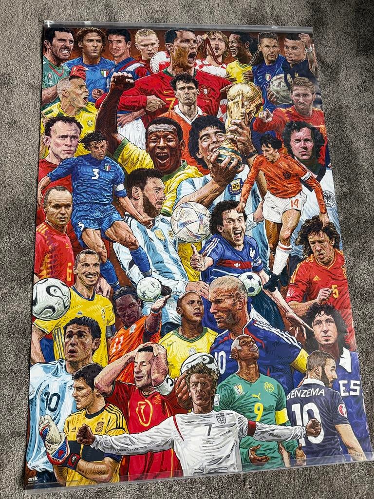 Poster voetbal helden 60x40, Ophalen, Zo goed als nieuw, Poster, Plaatje of Sticker