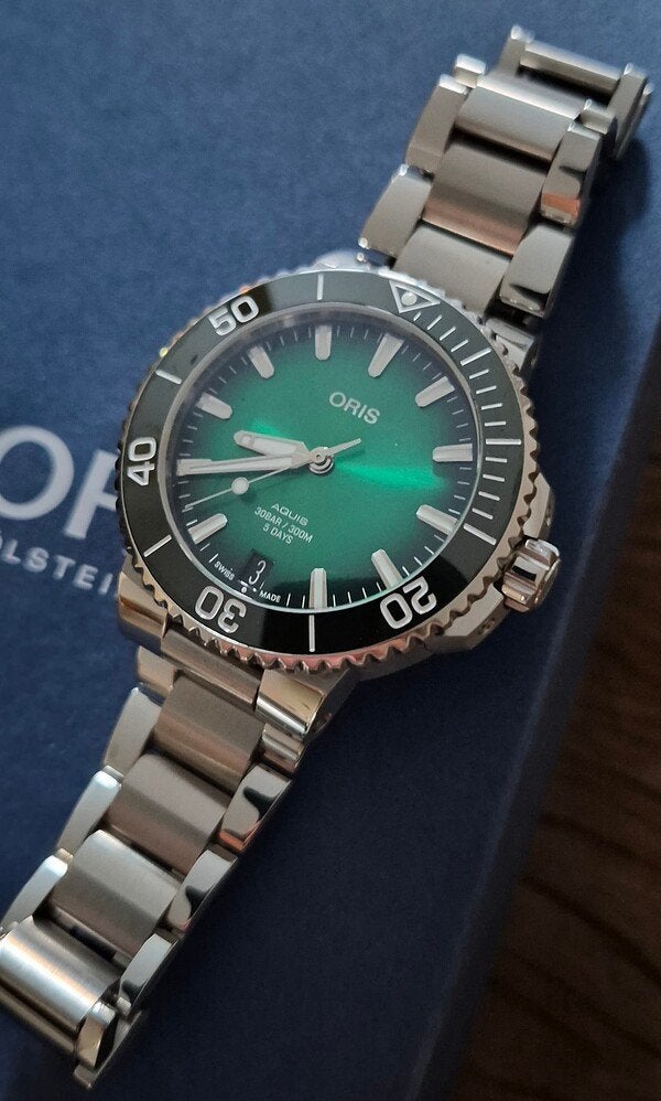 Oris Aquis Caliber 400 41.5mm Green, Ophalen, Zo goed als nieuw, Staal