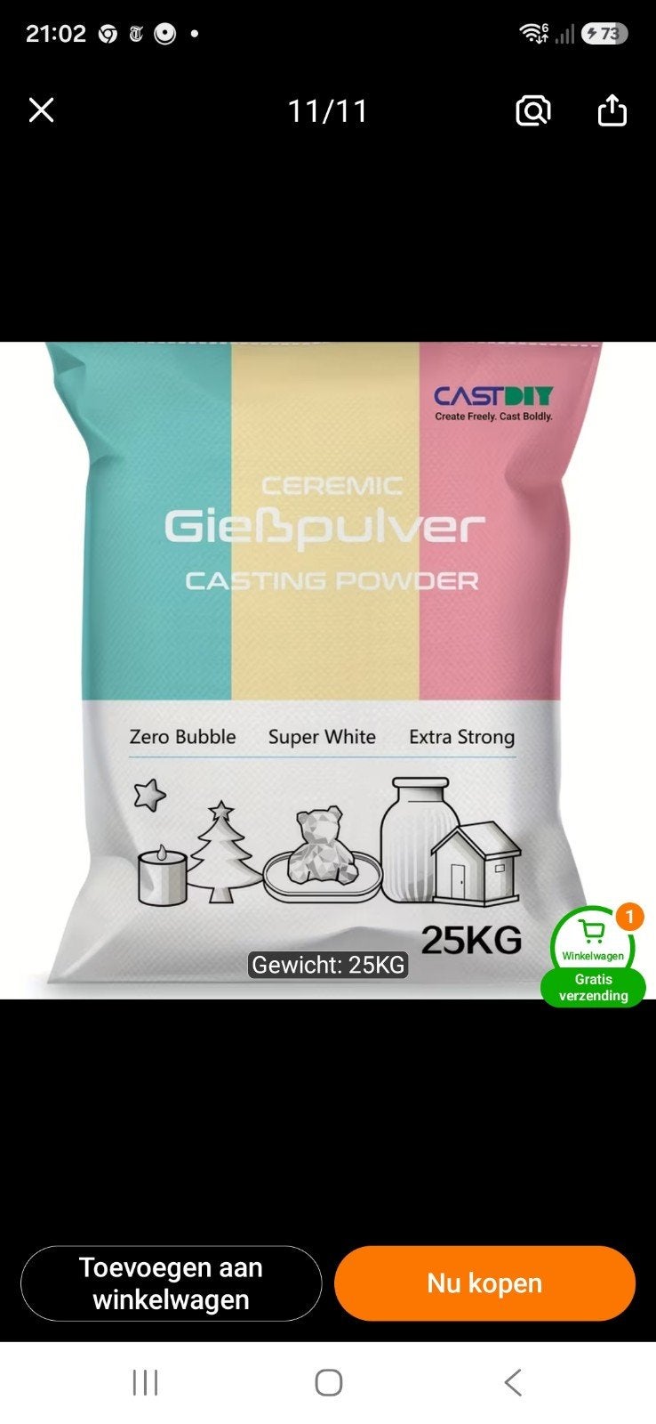 3 zakken castdiy gipspoeder, Ophalen