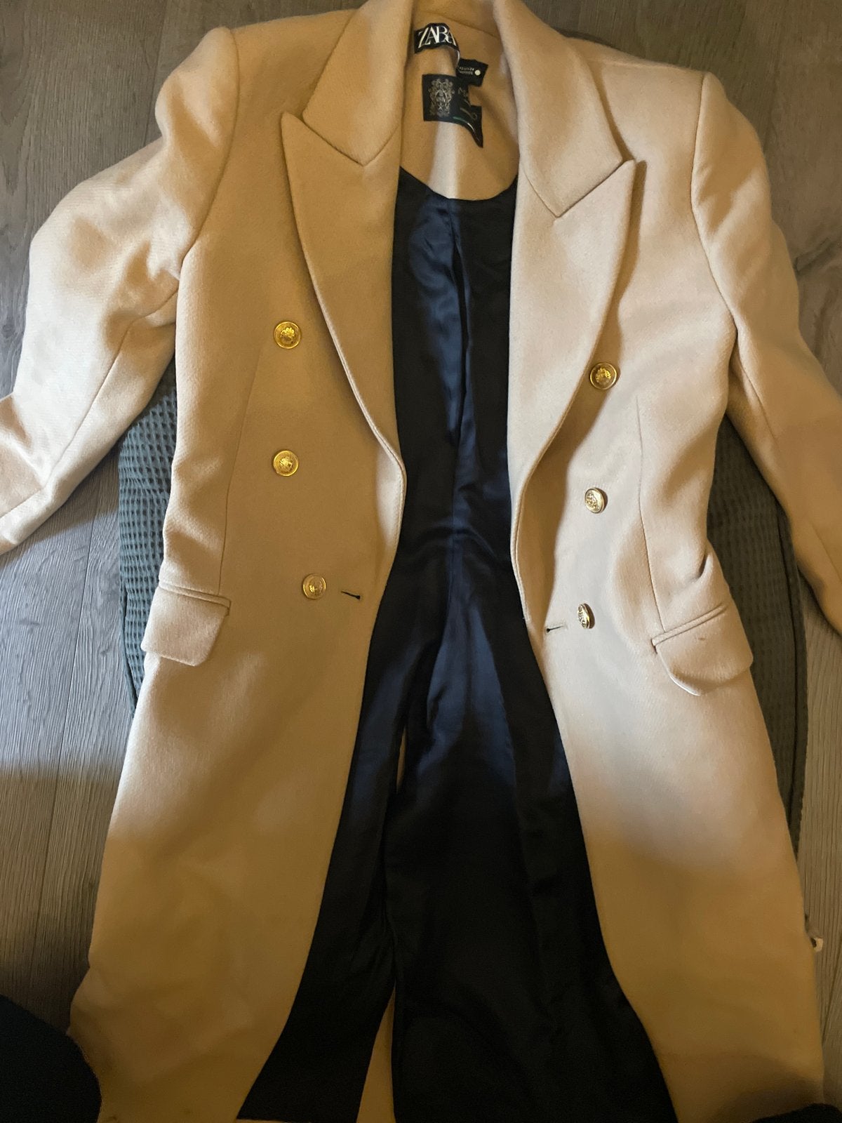 Zara Manteco wollen jas - Beige, Ophalen of Verzenden, Gedragen, Maat 34 (XS) of kleiner, Beige