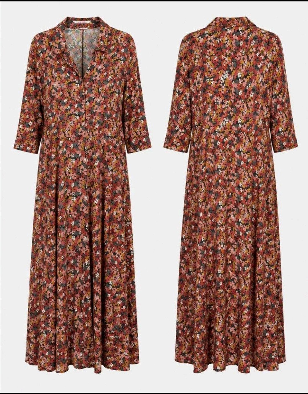 Camaïeu maxi jurk bloemenprint viscose maat 44, Camaïeu, Bruin, Maat 42/44 (L), Ophalen of Verzenden