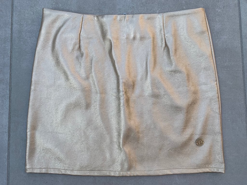 DELOUSION by lou gouden "leren" rok L/XL in ~~nieuw~~ staat, Verzenden, Zo goed als nieuw, Maat 42/44 (L), Boven de knie