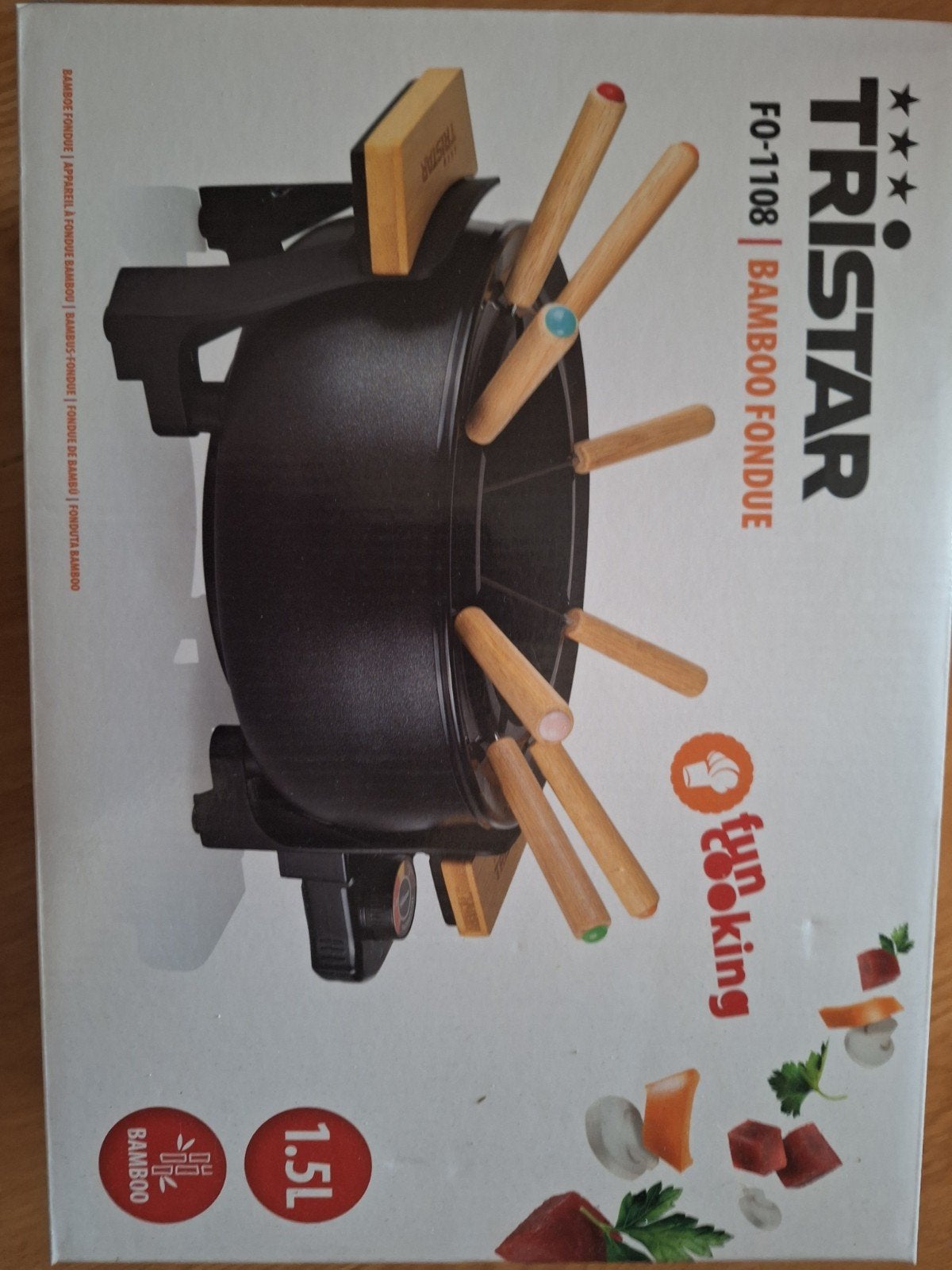 Tristar FO-1108 Bamboe Fondue - 1.5L, voor gezellige avonden, Witgoed en Apparatuur, Gourmetstellen, Ophalen, Zo goed als nieuw