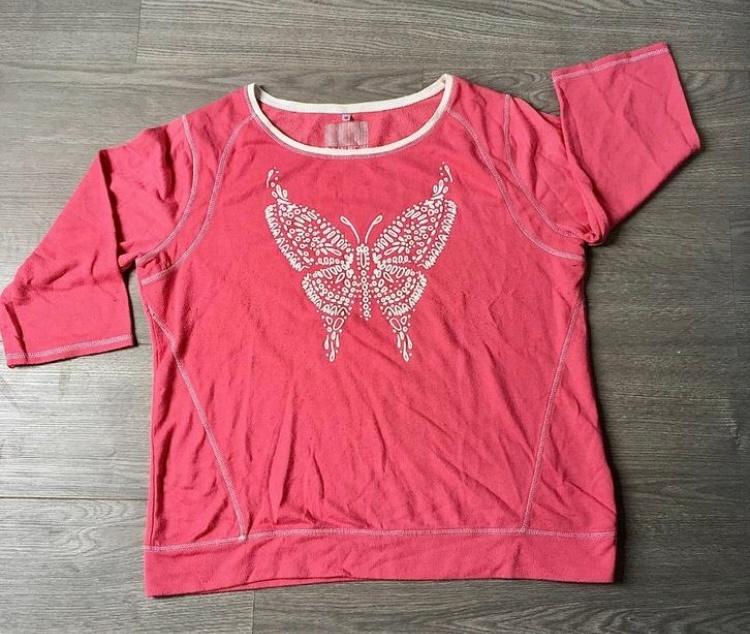 Leuke roze trui met Vlinder , maatje 44 46, Ophalen of Verzenden, Gedragen, Maat 46/48 (XL) of groter, Roze