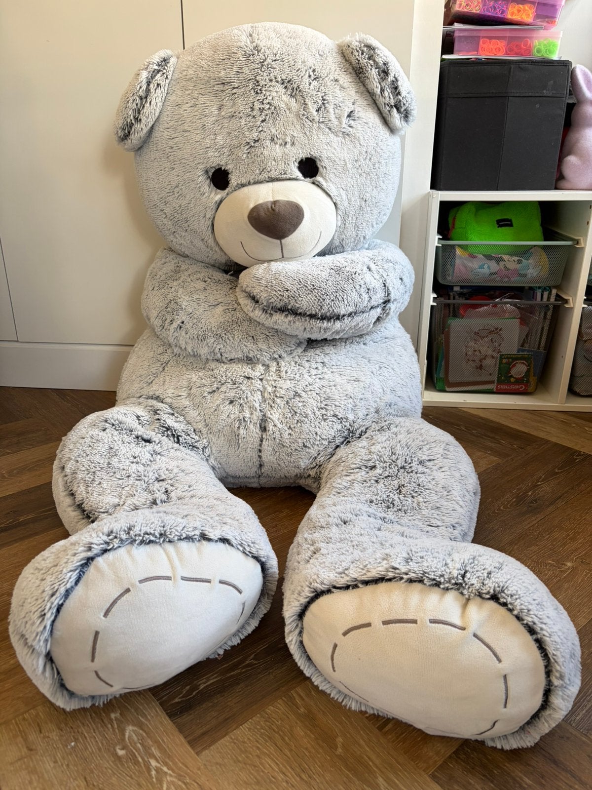 XXL teddybeer (circa 150cm), Ophalen, Beer, Grijs, Zo goed als nieuw