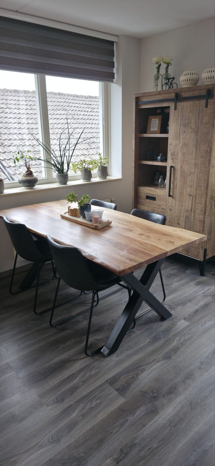Robuuste eettafel met metalen onderstel - 180x90x78 cm, Ophalen
