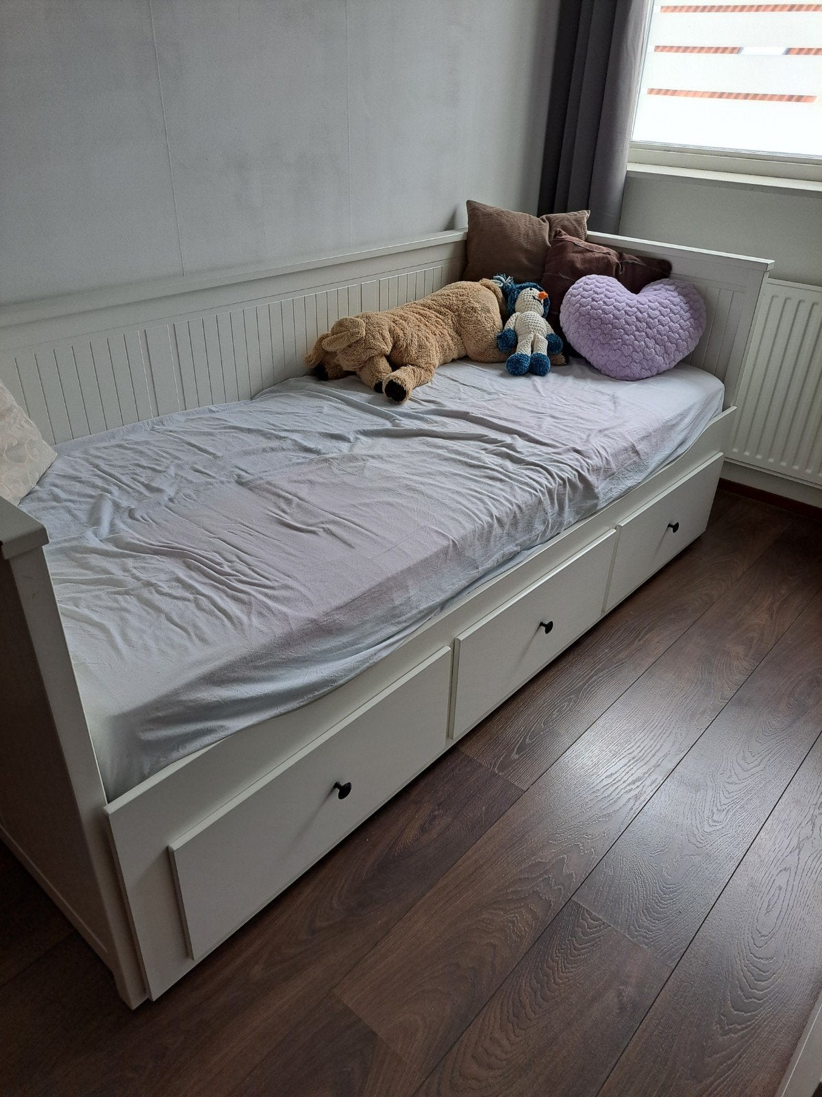 IKEA uitschuifbaar bed/ bank 80x200 met 3 lades, Ophalen, Eenpersoons, Wit, 80 cm