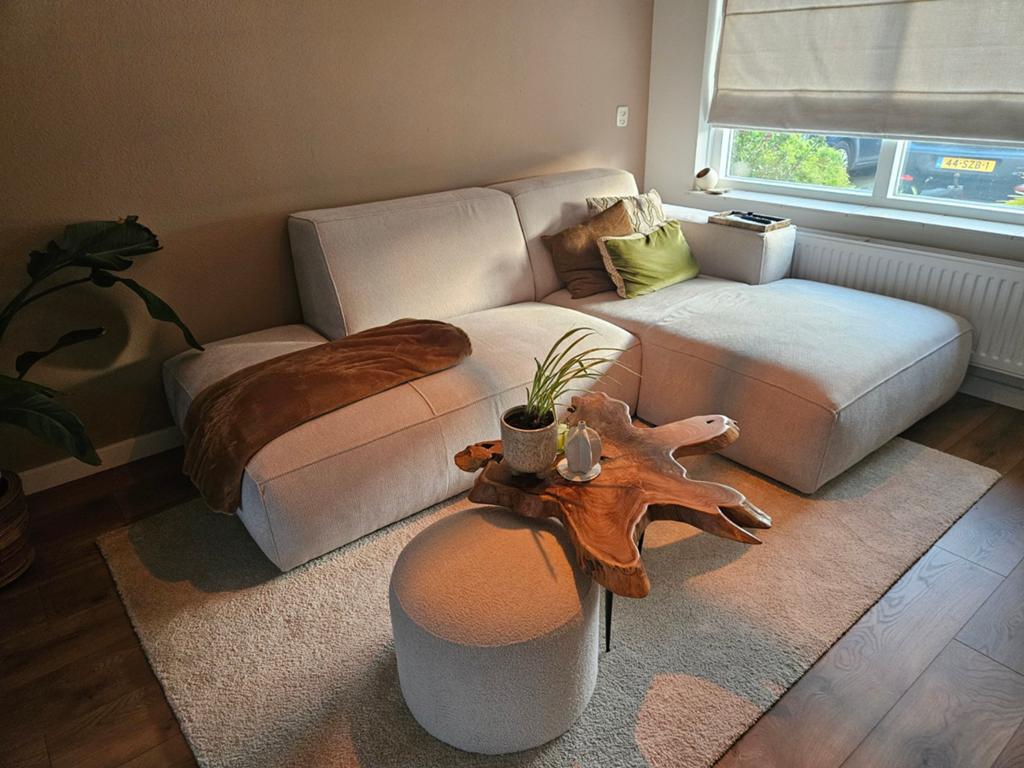 Beige bank japandi stijl, Ophalen, Zo goed als nieuw, Stof