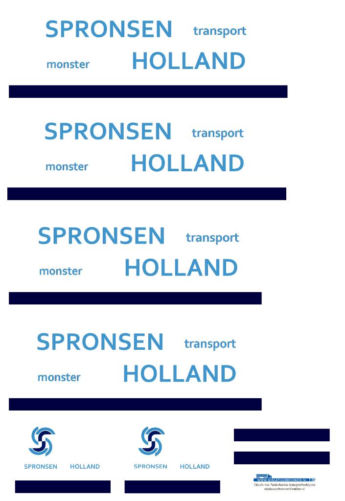 Vrachtauto decal 1:50 Spronsen transport Monster ( combi ), Hobby en Vrije tijd, Modelauto's | 1:50, Verzenden, Nieuw, Bus of Vrachtwagen