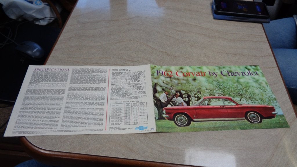 ZELDZAME USA Folder CHEVROLET CORVAIR   1962, Verzenden, Zo goed als nieuw, Chevrolet