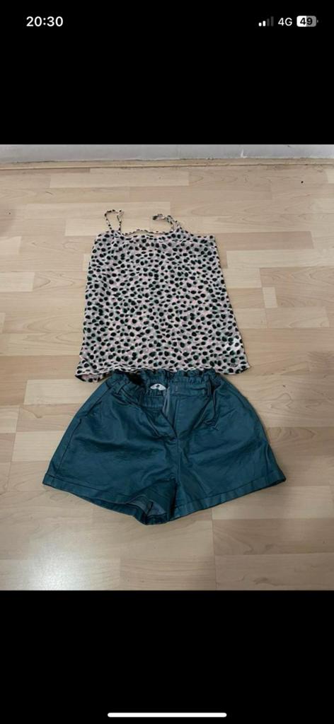 heel leuk setje korte broek topje singlet leer 170 short, Kinderen en Baby's, Kinderkleding | Maat 170, Ophalen of Verzenden