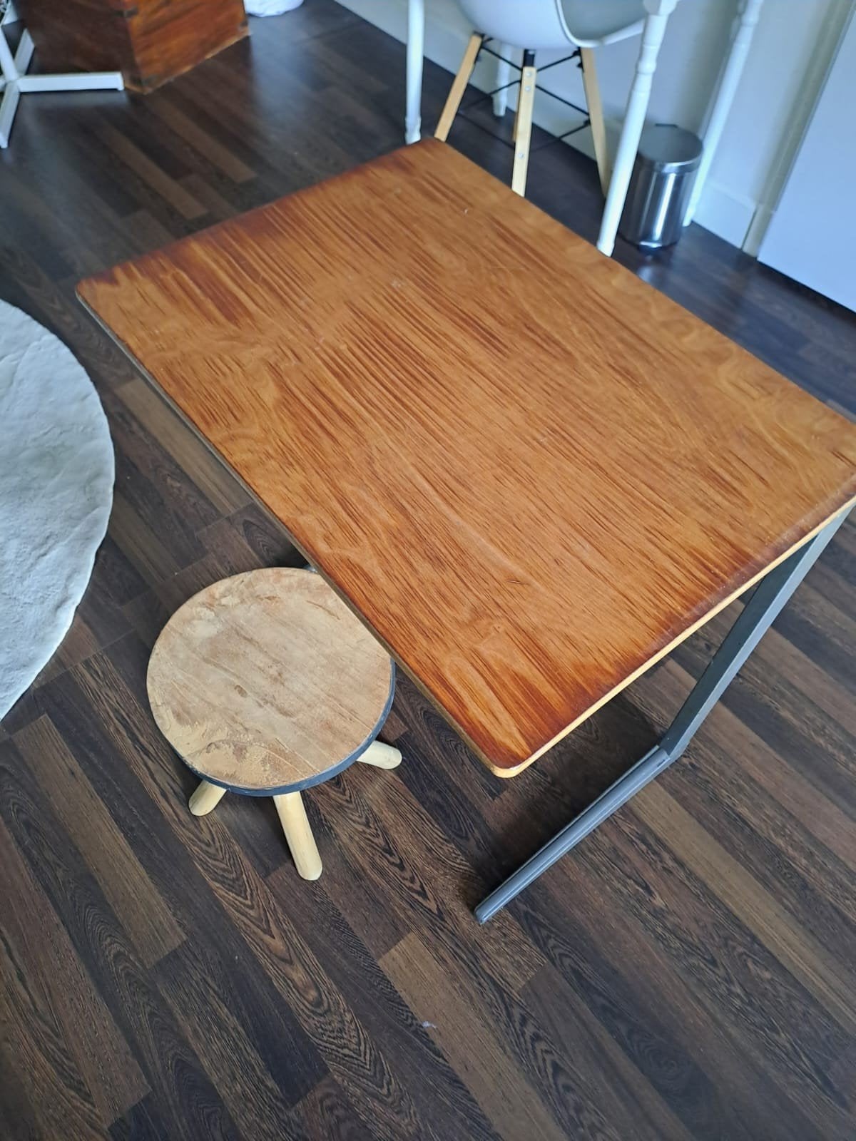 Compact bureau met krukje - L70xB50xH75 cm, Ophalen