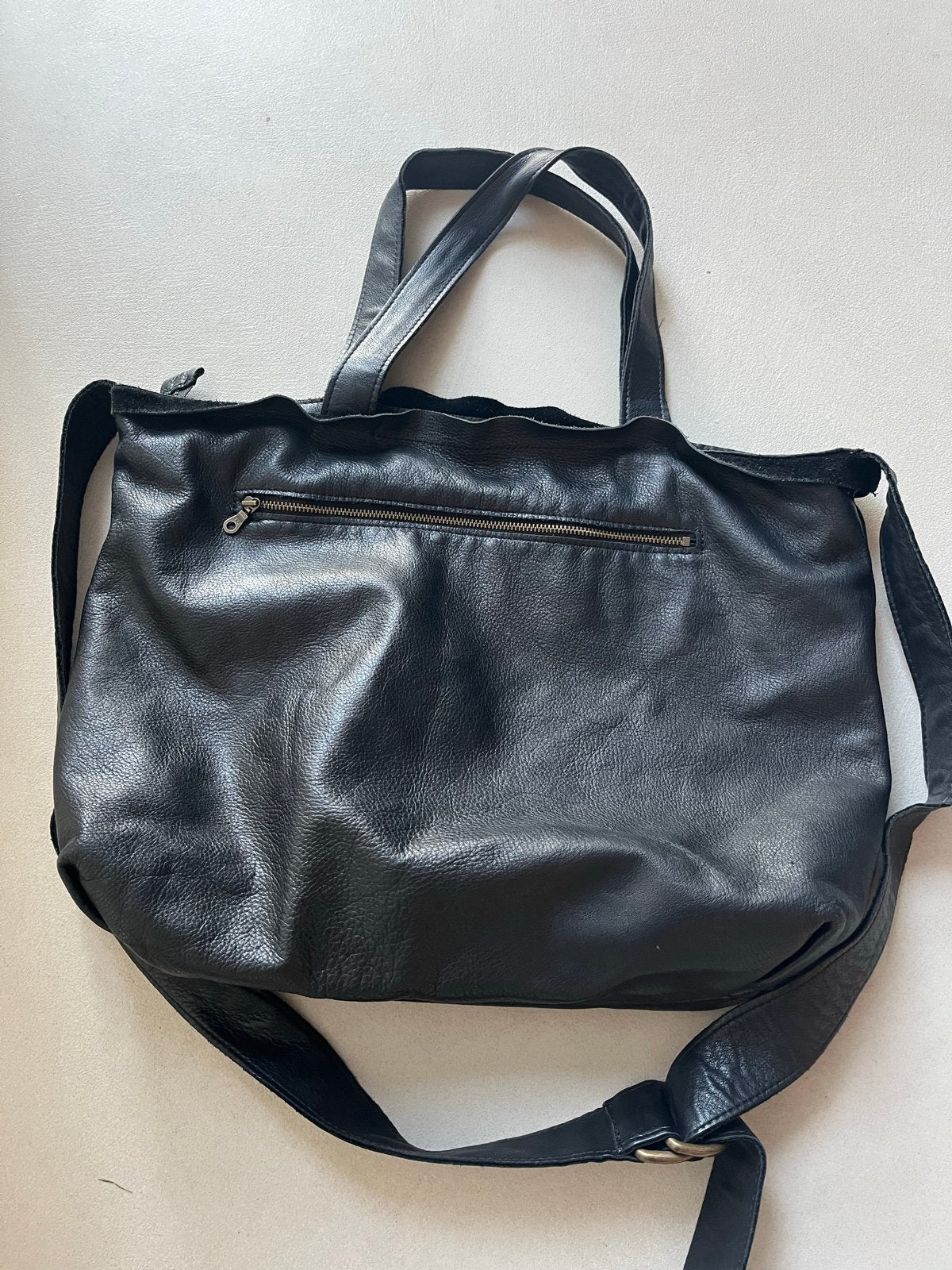 Zwarte leren tas, ideaal voor naar kantoor / studie, Ophalen of Verzenden, Gebruikt, Zwart, Overige typen