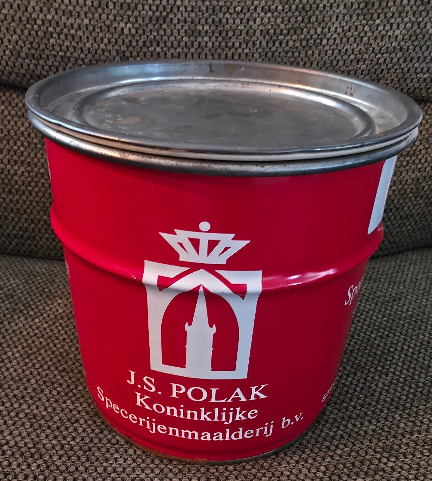 Vintage bakkersblik J.S. Polak Steenwijk – Gemalen Kaneel (1, Verzamelen, Blikken, Ophalen of Verzenden, Gebruikt, Overige