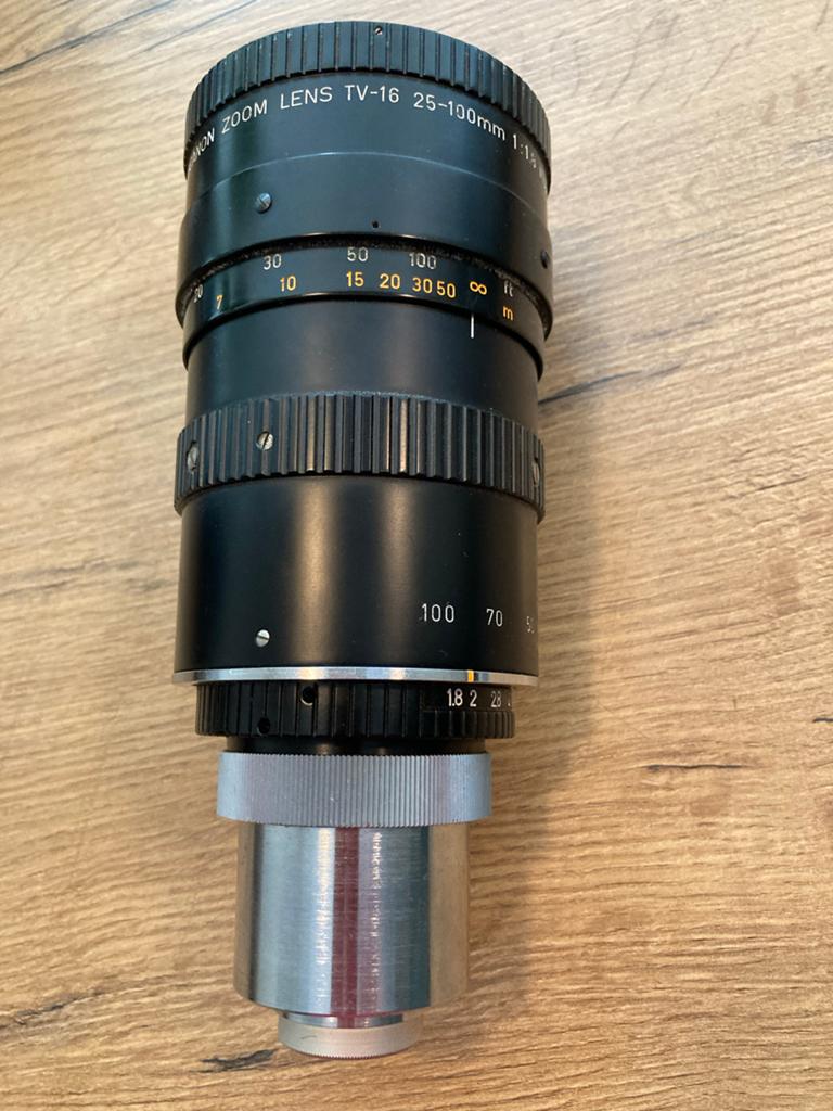 Canon Zoom Lens TV-16 25-100mm 1:1.8 met koffer, Ophalen of Verzenden, Gebruikt, Telelens, Zoom