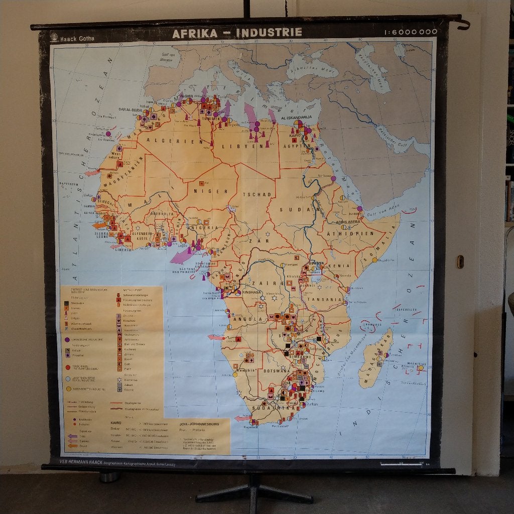 Wandkaart Afrika – Industrie, Antiek en Kunst, Antiek | Schoolplaten, Ophalen, Aardrijkskunde
