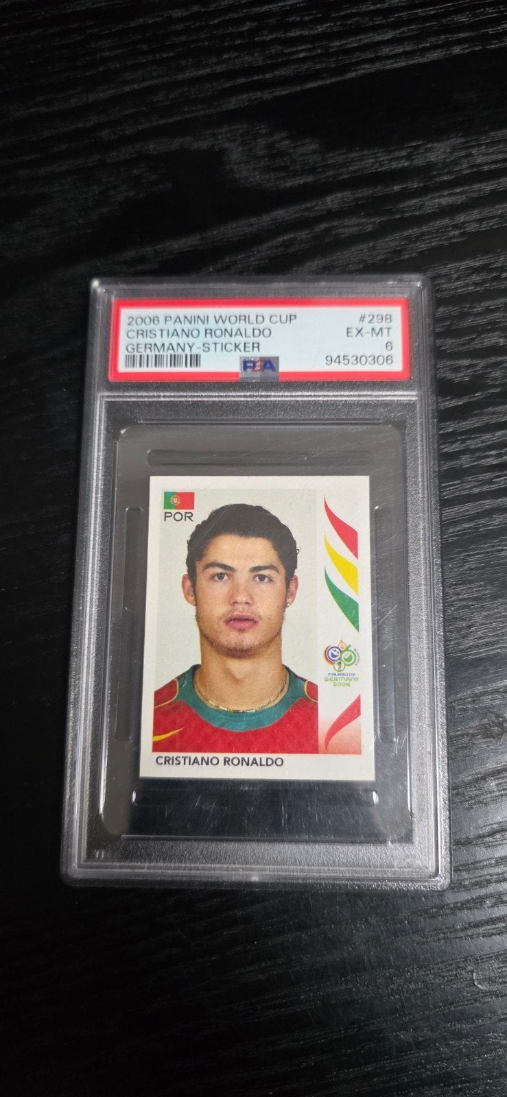 2006 Panini WK Cristiano Ronaldo Sticker PSA 6 EX-MT, Verzamelen, Ophalen of Verzenden, Zo goed als nieuw, Sport