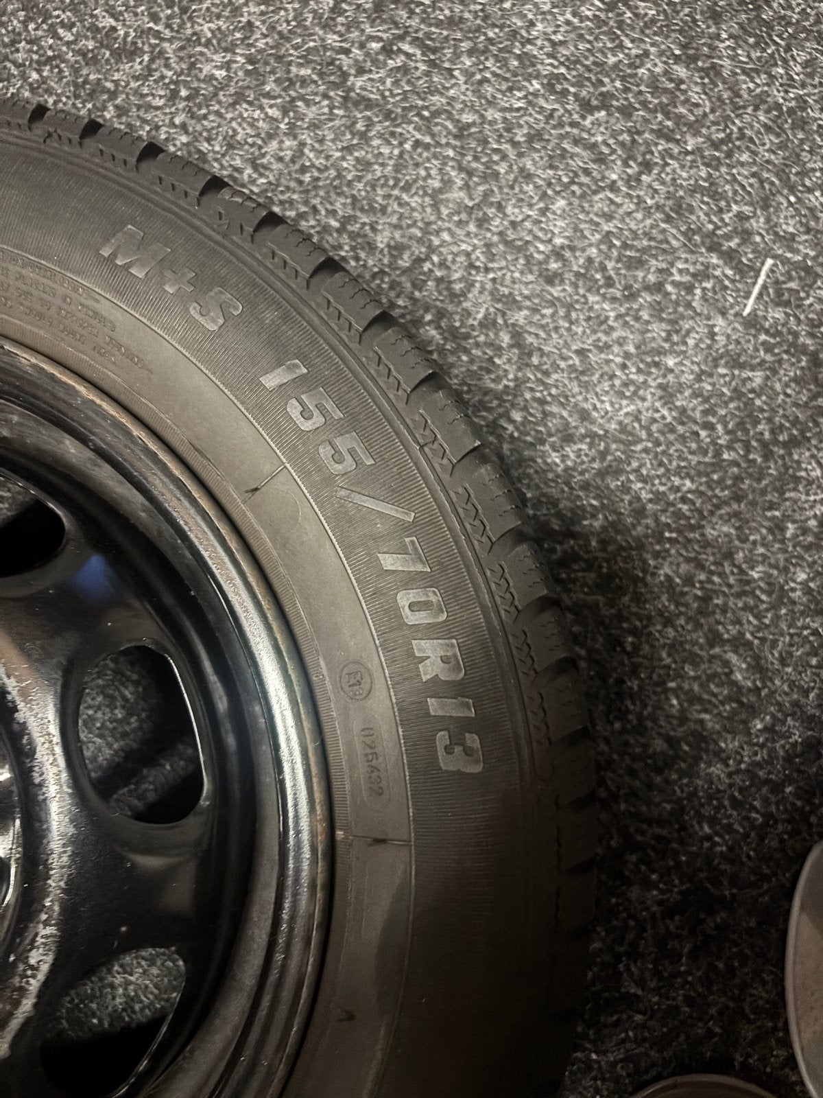 Winterbanden met velg - 155/70R13, Ophalen, Gebruikt, 155 mm, 13 inch